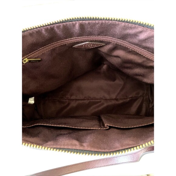 New Fossil Kinley Leather and Suede Shopper Tote Claret Red - Picture 5 of 7